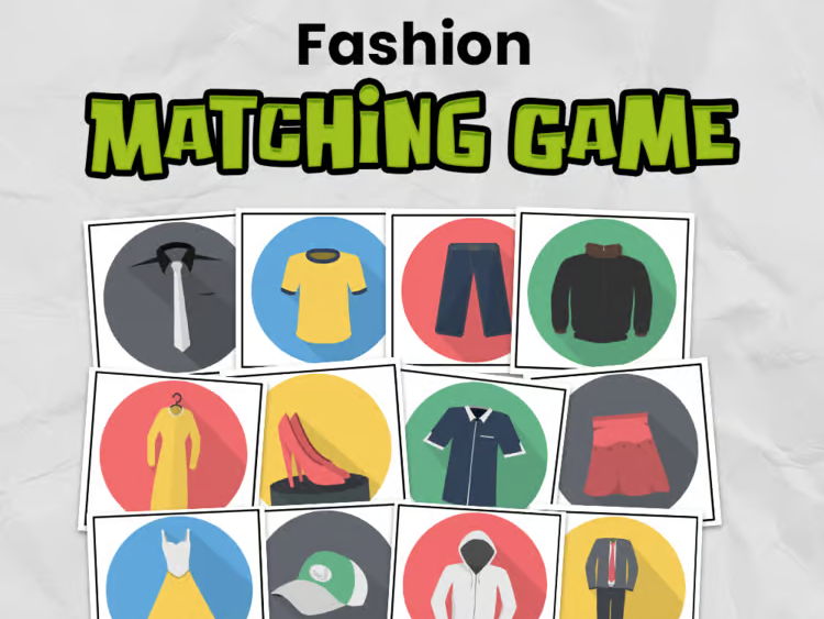 Fashion Matching Card Game | Memory Game Centers for Kindergarten or EYFS