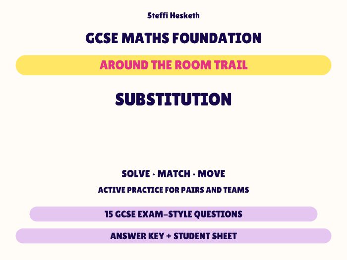 GCSE Foundation Maths Substitution | Around the Room Trail