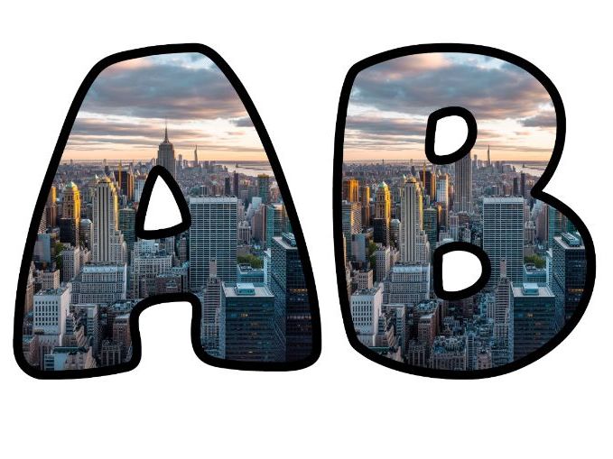 New York City Skyline Lettering Set for Classroom Display | Upper & Lowercase, 0-9 and Signs