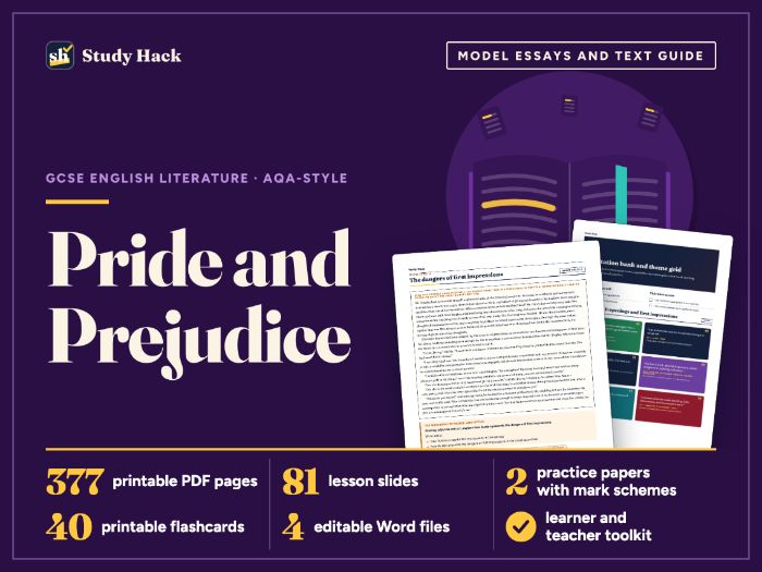 GCSE English Literature Pride and Prejudice: AQA-style model essays, workbook and lessons