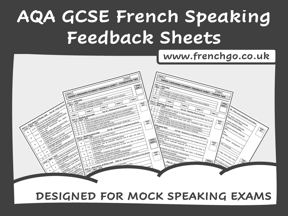 (2026) AQA GCSE French — Speaking Feedback Sheets