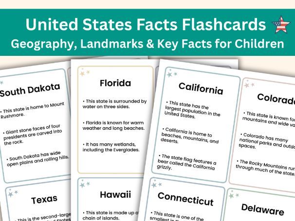 United States Facts Flashcards | 50 U.S. States Geography & Key Facts