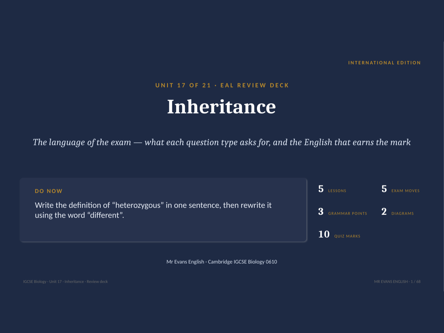 IGCSE Biology 0610 U17 Inheritance — EAL