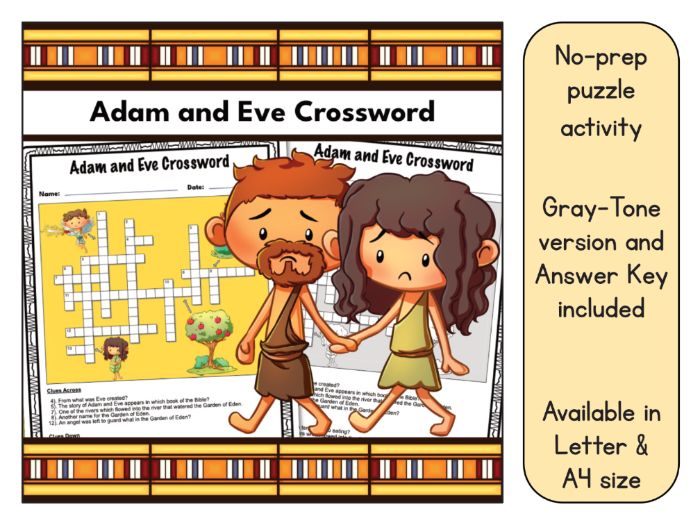Adam And Eve Crossword Puzzle Printable Teaching Resources