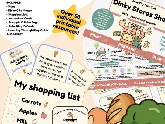 Dinky Stores Shop: Printable Role-Play