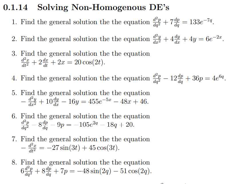Bumper Booklet Second Order Differential Equations Teaching Resources