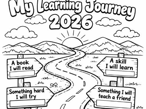 End of Year Reflection Learning Journey Colouring Sheet