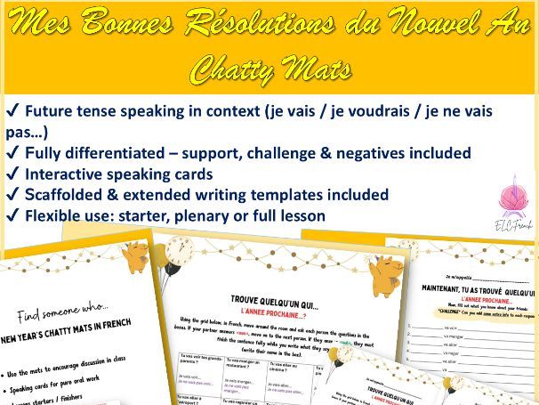 French New Year’s Resolutions Speaking |Future Tense |Differentiated |Low Prep