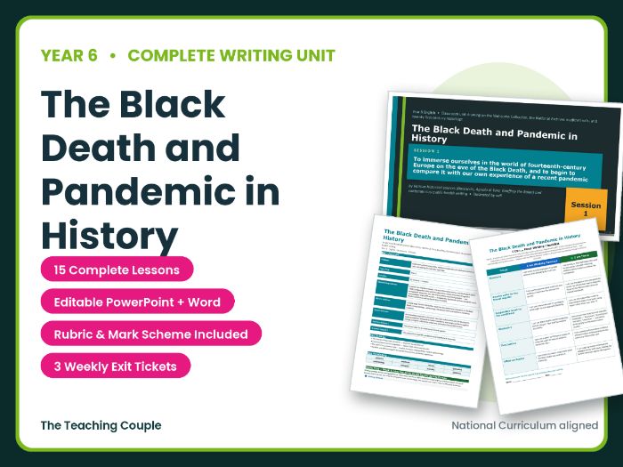 The Black Death and Pandemic in History | Year 6 English Unit | 15 Complete Lessons + Resources