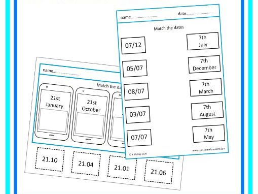 Calendar Skills Converting Dates Worksheets Autism SEND