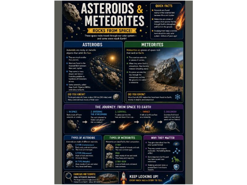 Asteroids and Meteorites 18"x24" Classroom Poster