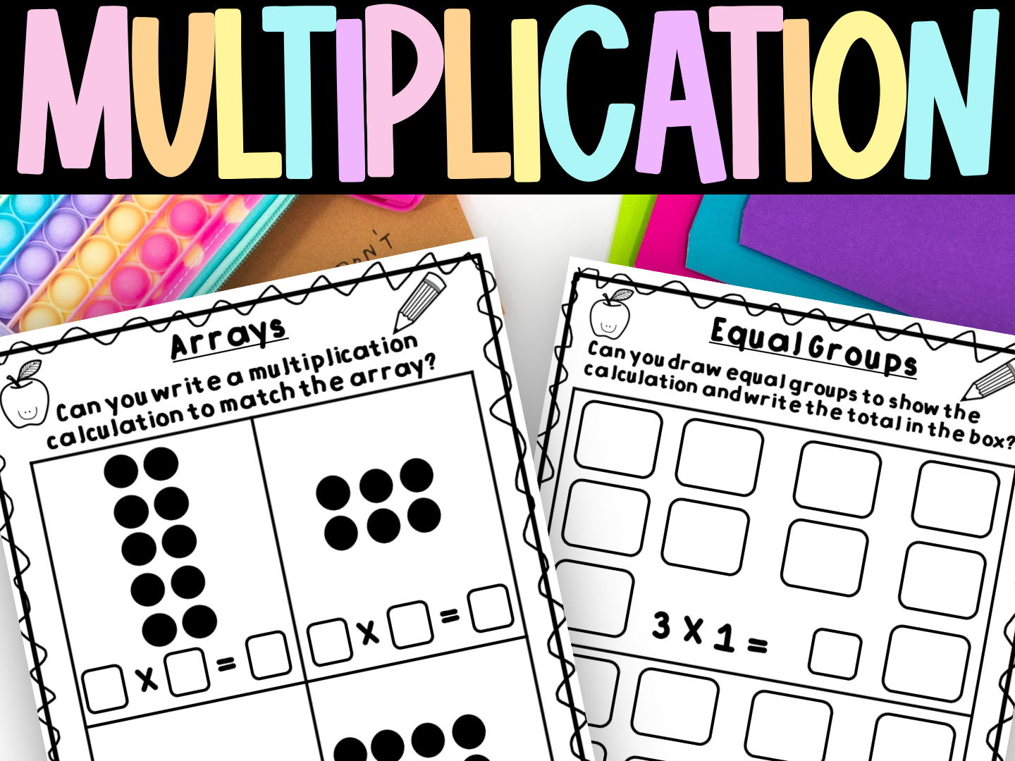 Multiplication Introduction Worksheets Equal Groups Arrays Multiplication Facts - 2, 3, 4, 5, 6, 7, 8, 9 & 10 Activities KS1
