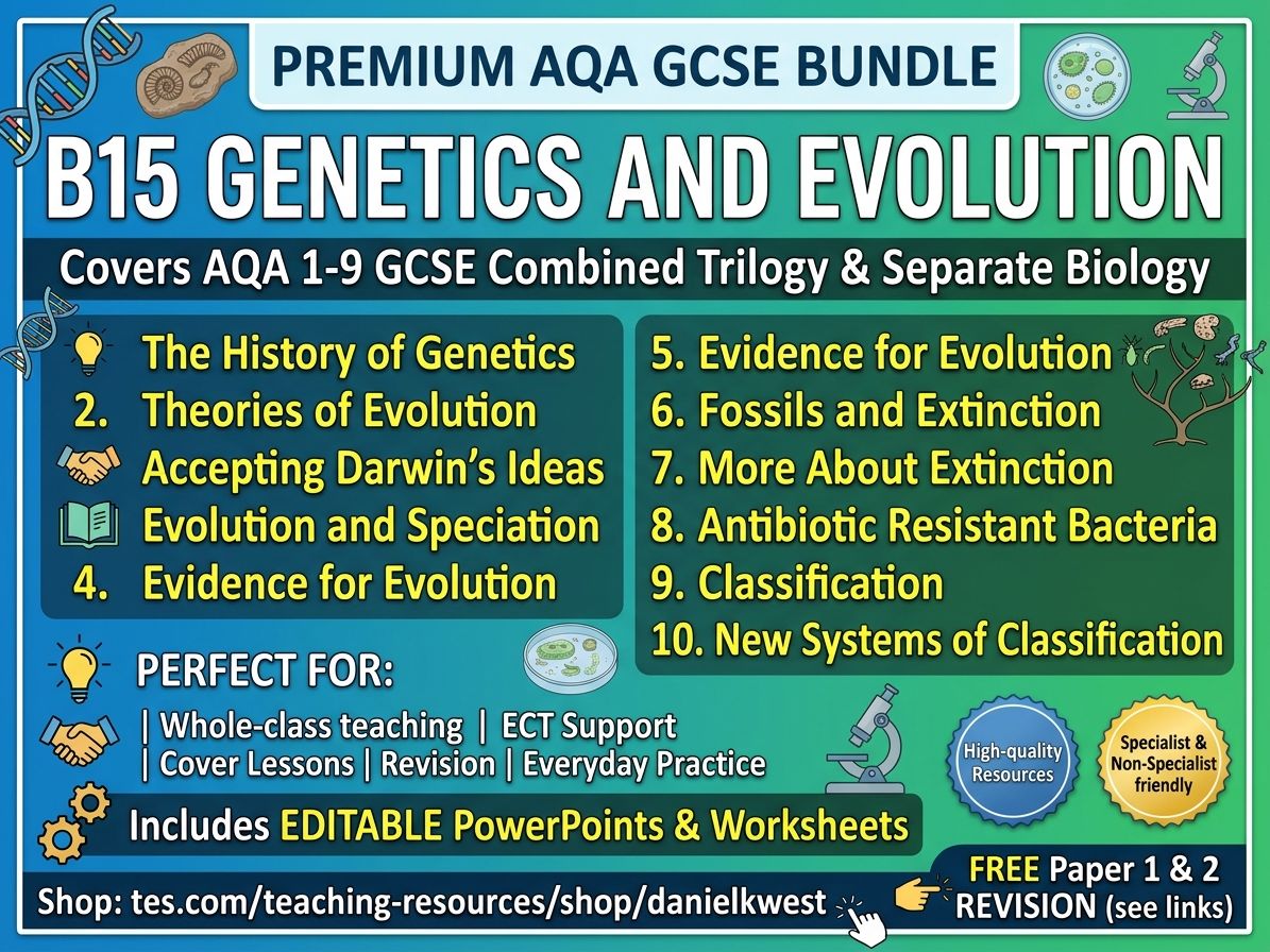 B15 Genetics and Evolution BUNDLE (AQA 1-9 GCSE Combined Trilogy & Separate Biology)