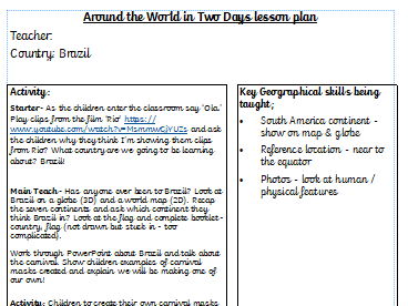 Around the World in 2 days - Lesson plans for different countries x14