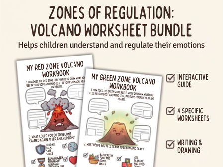 Zones of Regulation Volcano Workbook KS1, KS2 Bundle | Emotional Regulation Activities (SEL)