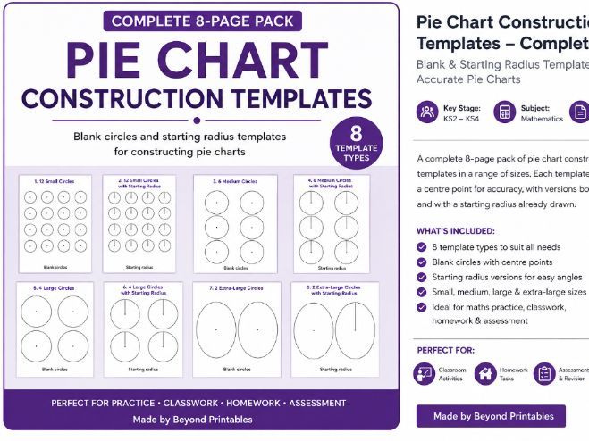 Pie Chart Construction Templates | Blank Circles and Starting Radius Pack