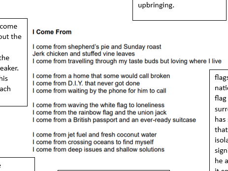 I come from poem with notes