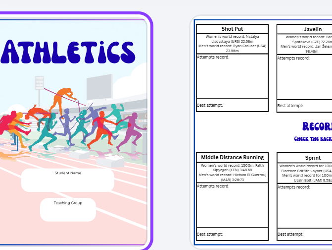 Athletics Recording Sheet