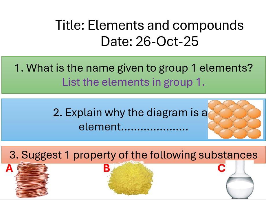 KS3/4- Atoms, elements, compounds and mixtures