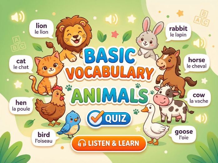 Basic Vocabulary: Animals | Learn English & French