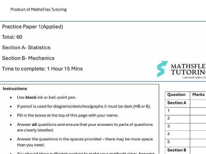 AS level Applied Practice Paper/Solutions