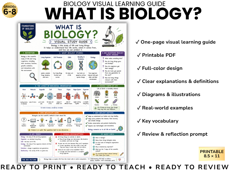 WHAT IS BIOLOGY? Biology Visual Learning Guide | Grade 8 & Middle School Science