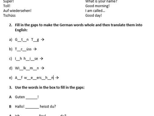Y7 German - Begrüssungen