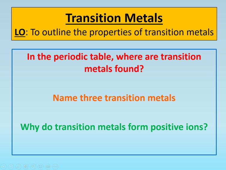 GCSE AQA Chemistry C2 Transition Metals PowerPoint Lesson