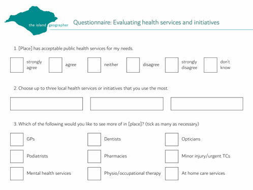 Questionnaire: Evaluating health services and initiatives