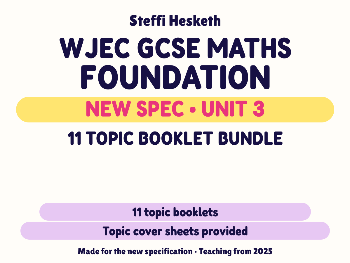 WJEC New Spec Maths Foundation Unit 3 – 11 Topic Booklet Bundle