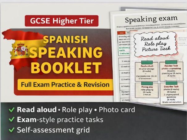 Edexcel GCSE Spanish Speaking Exam Workbook (Higher) | Role Play, Photo Card & General Conversation