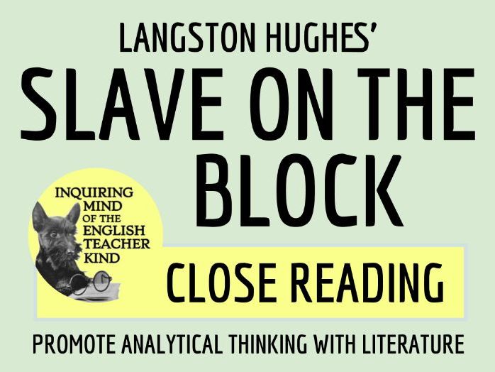 "Slave on the Block" by Langston Hughes Close Reading Quiz Teaching