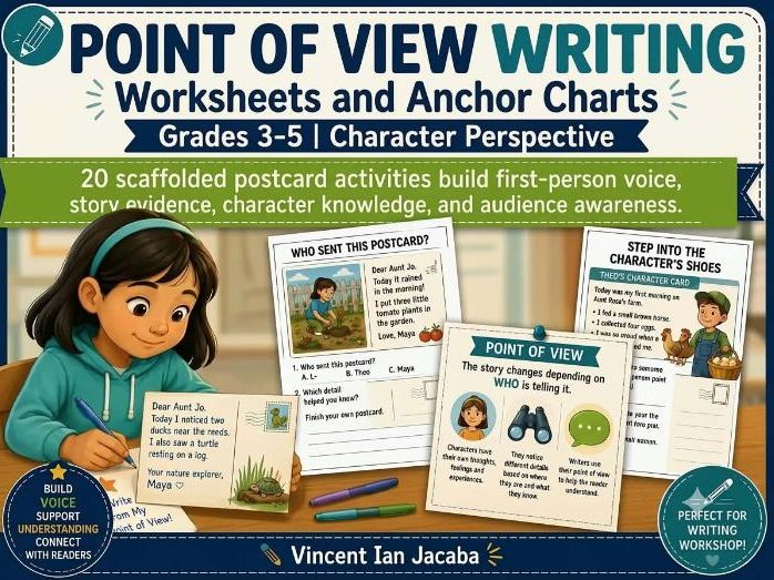 Point of View Worksheets Gr. 3–5: Character Perspective Writing & Anchor Charts