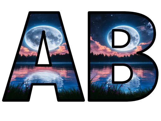 Moon Bright Reflection Phases Lettering Set Display Title Letters Numbers Signs
