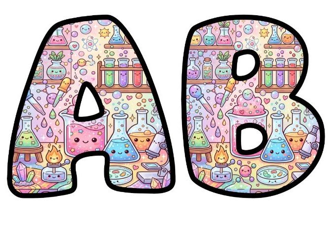 Cute Science Lab Bubble Letters | Science Topic Bulletin Board Letters | Classroom Display Pack