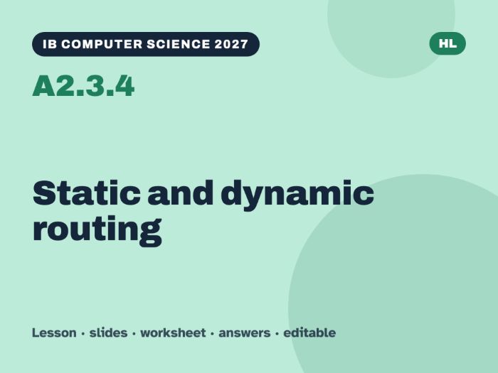 IB Computer Science 2027 – A2.3.4 Static and dynamic routing – Lesson & Worksheet