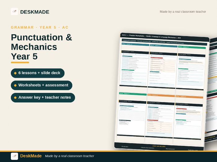 Year 5 Punctuation & Mechanics Unit | Australian Curriculum