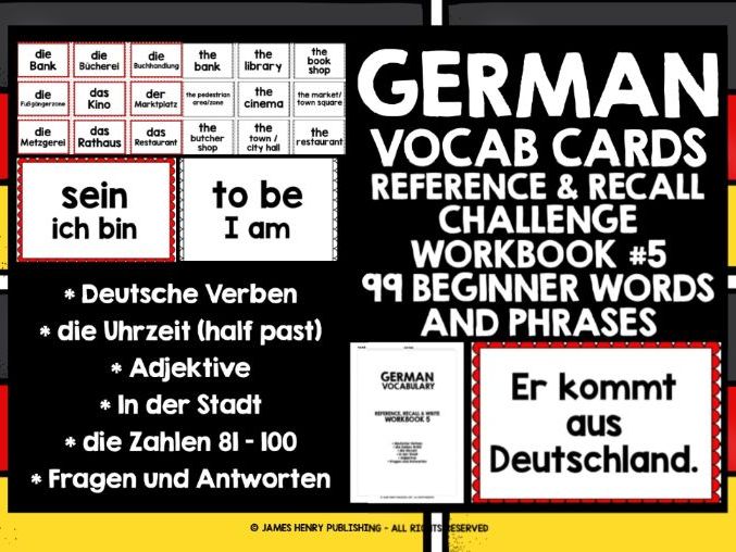 GERMAN VOCABULARY CARDS 5 Teaching Resources