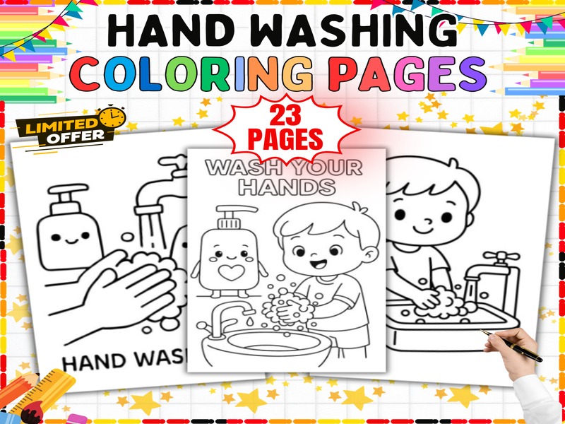 Wash Your Hands Coloring Pages | 23 Sheets | Preschool Hygiene Printables