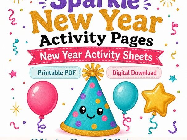 Sparkle New Year Activity Pages | New Year Activity Sheets | Printable PDF | Digital Download