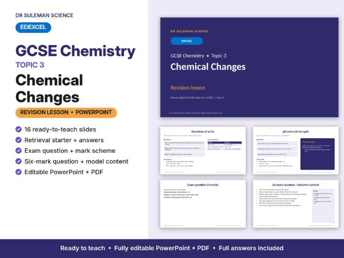 Edexcel GCSE Chemistry Topic 3 Chemical Changes Revision Lesson PPT