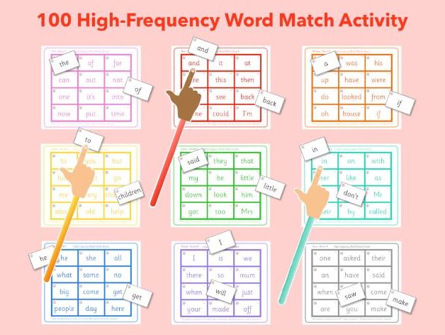 100 High Frequency Word Matching Activity set