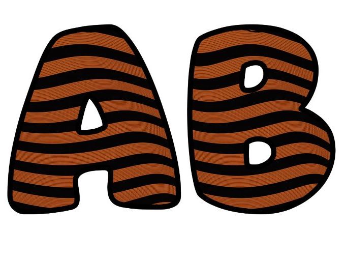 Orange Black Wavy Alphabet Lettering Set | Classroom Display | Upper & Lowercase, 0-9