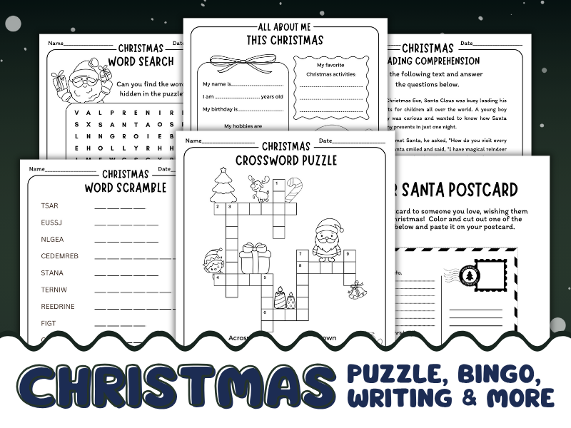 Christmas Activity Book - Puzzle, Bingo, Writing & More