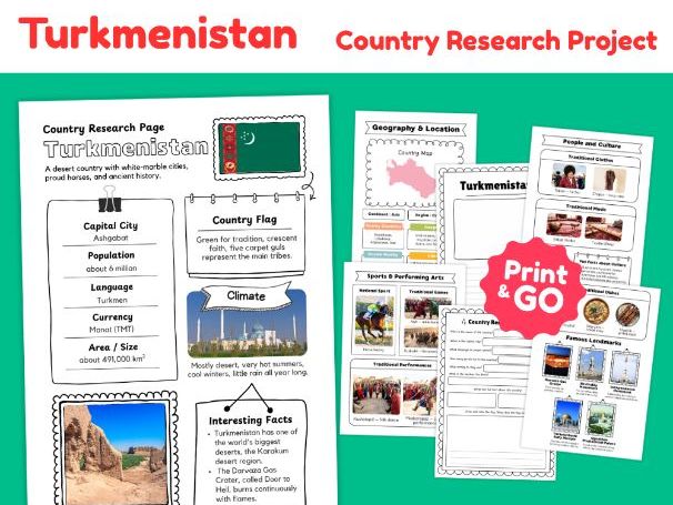 Turkmenistan Country Study Worksheets | Geography & Culture