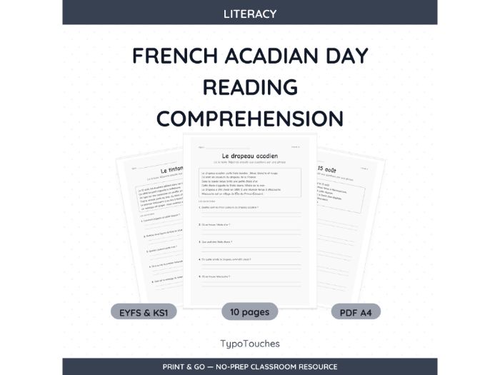 French Acadian Day Reading | 10 pp