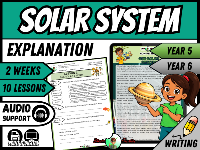 Our Solar System: Planets, Orbits and Moons | Explanation Writing Pack | Year 5/6