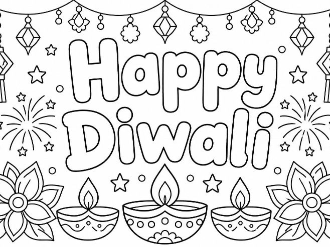 Happy Diwali Colouring Sheets