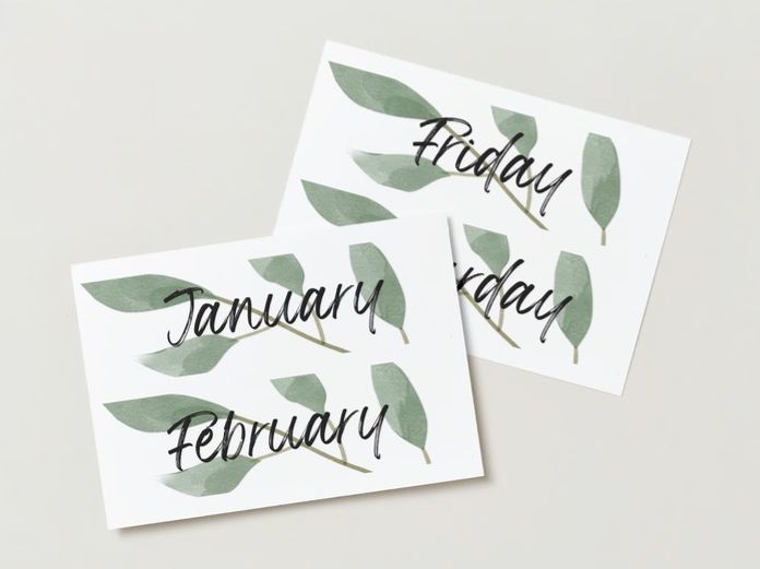 Days and Months Botanical Leaves