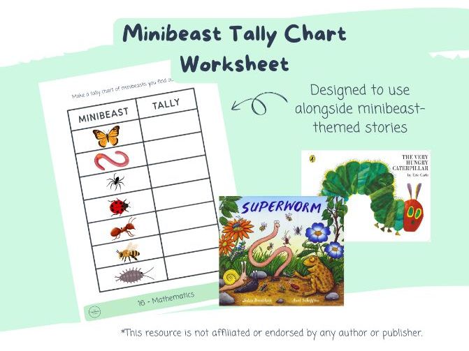 Minibeast Tally Chart Maths Worksheet